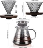 ⁦طقم قهوة V60 مع فلتر ومنقط مجموعة تقديم زجاجية فاميه مع منقط خشبي⁩ - الصورة ⁦5⁩