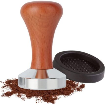 تامب استانلس يد خشبى 51 مل – Coffee Tamper – stainless steel- wood handle 51 mm